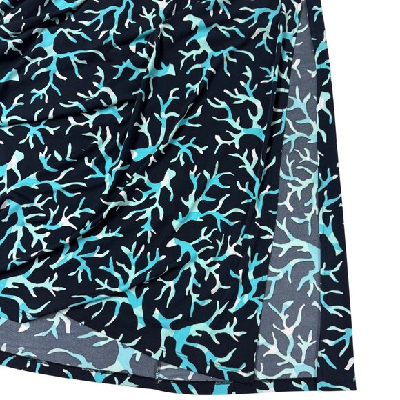 1X Michael Kors Ocean Coral Navy Turquoise Maxi Dress Cruise Beach Summer Knit - Picture 8 of 12